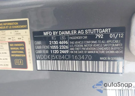 2012 Mercedes-Benz E 350 from USA, damaged, VIN WDDKJ5KB4CF163470